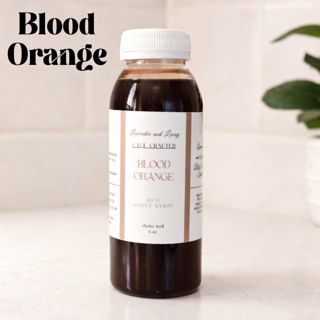 Blood Orange Rich Simple Syrup, Bright, Citrus, 8, 16 oz