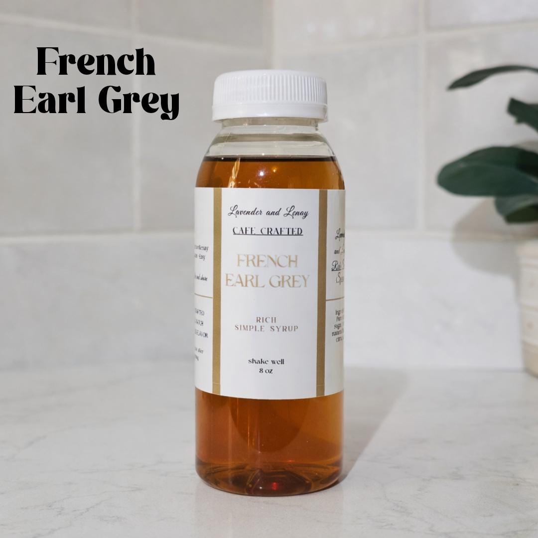 French Earl Grey Rich Simple Syrup, Floral, Citrus, Elegant, Bright 8, 16 oz