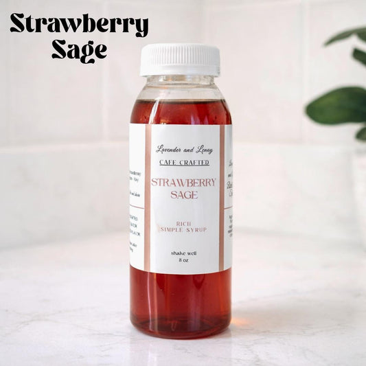 Strawberry Sage Rich Syrup, Herbal, Fruity, Spring, 8 oz